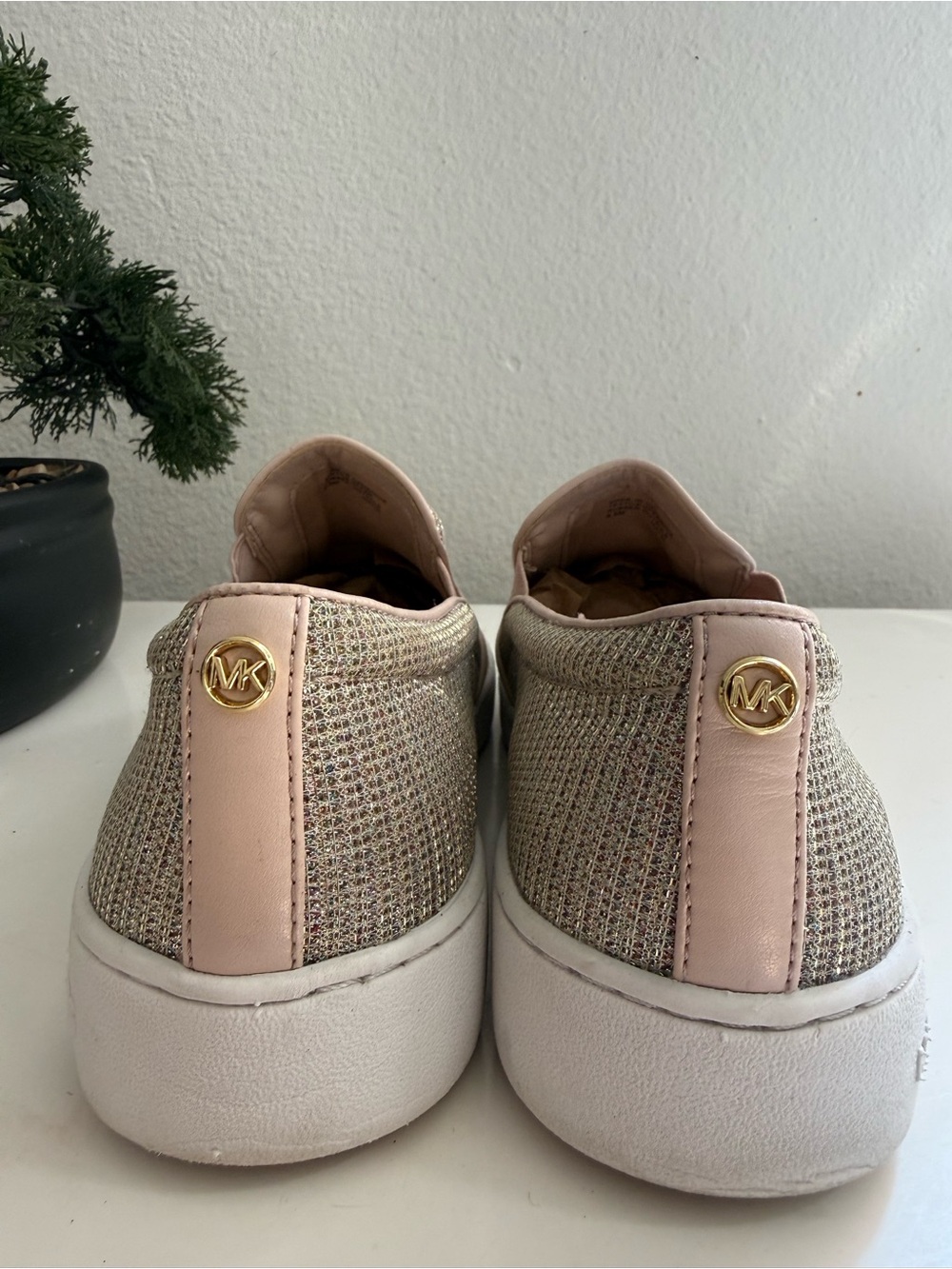 Michael Kors Keaton Metallic Beige Slip-On Sneakers size 8.5 - Picture 6 of 8